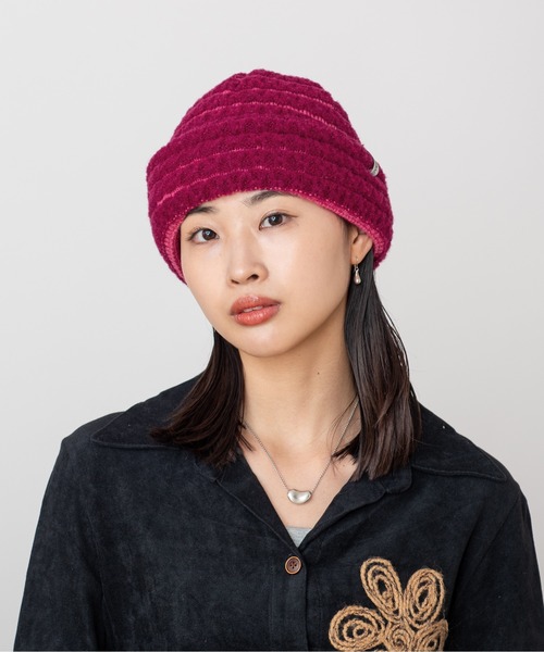 OVERRIDE(オーバーライド)の「OVERRIDE BOUCLE BORDER KNIT WATCH SG / オーバーライド(ニットキャップ/ビーニー・レディース・ホワイト/ブラック/パープル・57~59cm)」の13枚目の写真