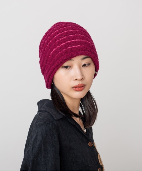 OVERRIDE(オーバーライド)の「OVERRIDE BOUCLE BORDER KNIT WATCH SG / オーバーライド(ニットキャップ/ビーニー・レディース・ホワイト/ブラック/パープル・57~59cm)」の15枚目の写真
