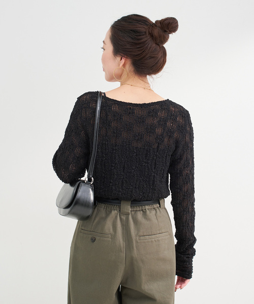 B.C STOCK(ベーセーストック)の「手洗い可 / ストレッチフラワーレースプルオーバー(Tシャツ/カットソー・レディース・ホワイト/ブラック/ブラウン・FREE)」の10枚目の写真