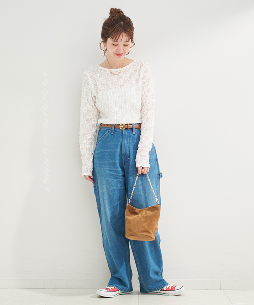 B.C STOCK(ベーセーストック)の「手洗い可 / ストレッチフラワーレースプルオーバー(Tシャツ/カットソー・レディース・ホワイト/ブラック/ブラウン・FREE)」の13枚目の写真