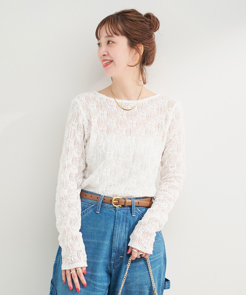 B.C STOCK(ベーセーストック)の「手洗い可 / ストレッチフラワーレースプルオーバー(Tシャツ/カットソー・レディース・ホワイト/ブラック/ブラウン・FREE)」の18枚目の写真