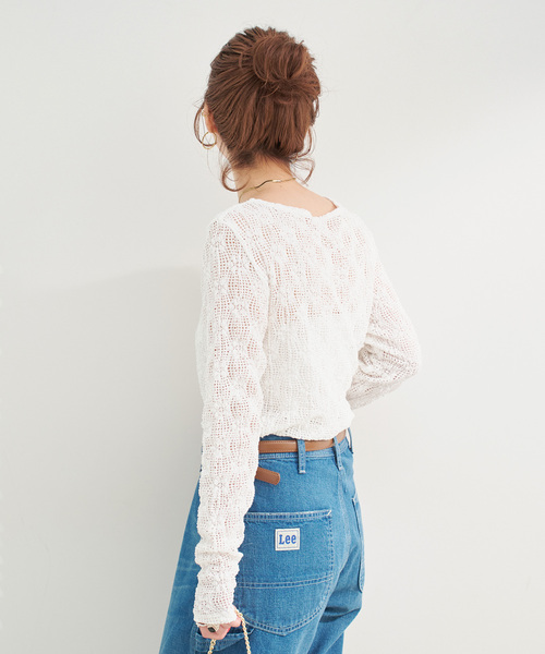 B.C STOCK(ベーセーストック)の「手洗い可 / ストレッチフラワーレースプルオーバー(Tシャツ/カットソー・レディース・ホワイト/ブラック/ブラウン・FREE)」の20枚目の写真