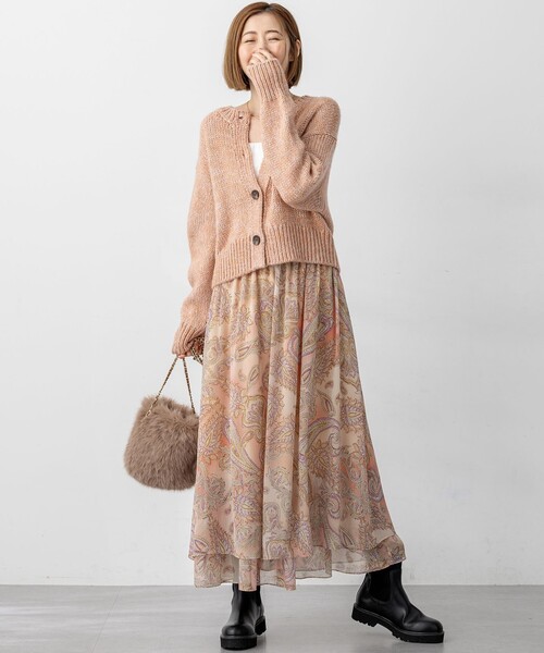 23区(ニジュウサンク)の「【洗える】Erica クレープペイズリープリント スカート(スカート・レディース・ライトグレー系5/ピンク系5・36/38/40)」の4枚目の写真