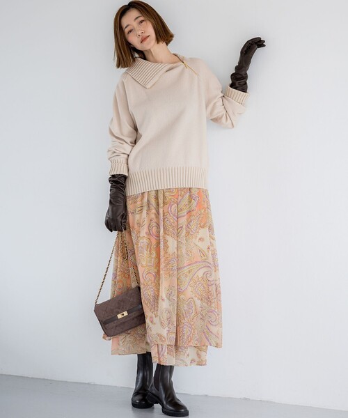 23区(ニジュウサンク)の「【洗える】Erica クレープペイズリープリント スカート(スカート・レディース・ライトグレー系5/ピンク系5・36/38/40)」の6枚目の写真
