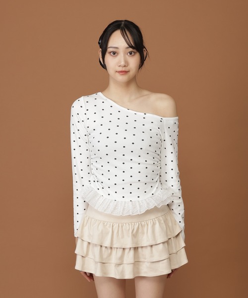 3.3 Field Trip （3.3フィールドトリップ）の「3.3 Field Trip／ドットスソレース長袖T（Tシャツ/カットソー・レディース・ブラック/ホワイト・FREE）」の7枚目の写真