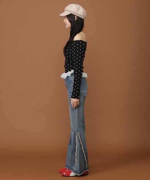 3.3 Field Trip （3.3フィールドトリップ）の「3.3 Field Trip／ドットスソレース長袖T（Tシャツ/カットソー・レディース・ブラック/ホワイト・FREE）」の20枚目の写真