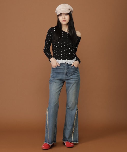 3.3 Field Trip （3.3フィールドトリップ）の「3.3 Field Trip／ドットスソレース長袖T（Tシャツ/カットソー・レディース・ブラック/ホワイト・FREE）」の10枚目の写真