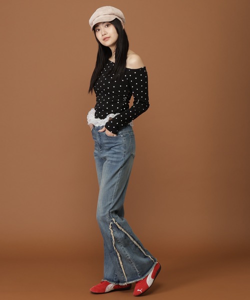 3.3 Field Trip （3.3フィールドトリップ）の「3.3 Field Trip／ドットスソレース長袖T（Tシャツ/カットソー・レディース・ブラック/ホワイト・FREE）」の22枚目の写真