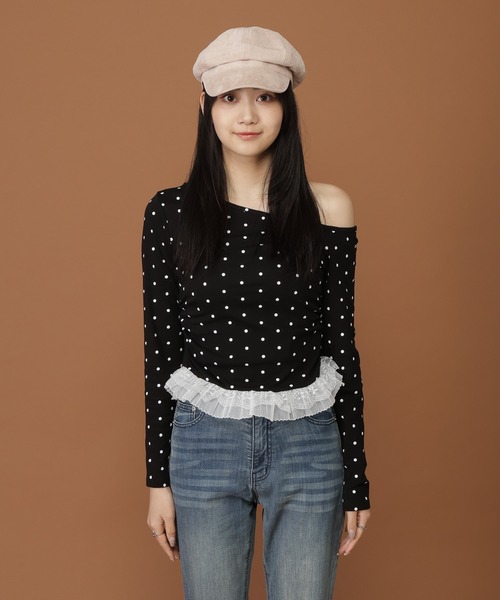 3.3 Field Trip （3.3フィールドトリップ）の「3.3 Field Trip／ドットスソレース長袖T（Tシャツ/カットソー・レディース・ブラック/ホワイト・FREE）」の12枚目の写真