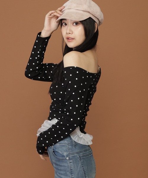 3.3 Field Trip （3.3フィールドトリップ）の「3.3 Field Trip／ドットスソレース長袖T（Tシャツ/カットソー・レディース・ブラック/ホワイト・FREE）」の15枚目の写真