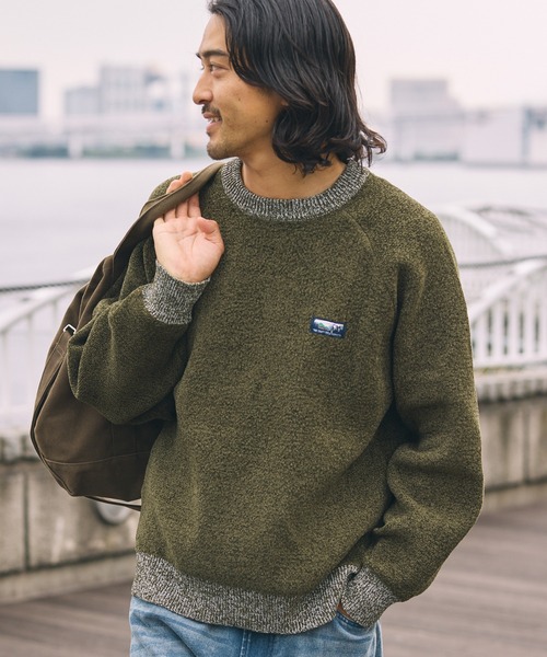 THE CRAFT CREW PRODUCTS（ザクラフトクループロダクツ）の「【MULTI FUNCTIONALシリーズ】配色モールヤーン ラグランスリーブ オーバーサイズ クルーネックニット/ アンチピリング・マシンウォッシャブル【THE CRAFT CREW PRODUCTS】（ニット/セーター・メンズ・オフホワイト/グレー/ワイン/グレイッシュベージュ/ブラック/モスグリーン/ダークブラウン/ネイビー/チャコール/オリーブ/プラム/キャメル・S/L/M）」の7枚目の写真