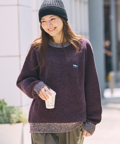 THE CRAFT CREW PRODUCTS（ザクラフトクループロダクツ）の「【MULTI FUNCTIONALシリーズ】配色モールヤーン ラグランスリーブ オーバーサイズ クルーネックニット/ アンチピリング・マシンウォッシャブル【THE CRAFT CREW PRODUCTS】（ニット/セーター・メンズ・オフホワイト/グレー/ワイン/グレイッシュベージュ/ブラック/モスグリーン/ダークブラウン/ネイビー/チャコール/オリーブ/プラム/キャメル・S/L/M）」の10枚目の写真