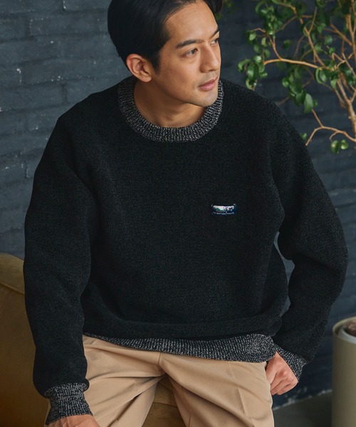 THE CRAFT CREW PRODUCTS（ザクラフトクループロダクツ）の「【MULTI FUNCTIONALシリーズ】配色モールヤーン ラグランスリーブ オーバーサイズ クルーネックニット/ アンチピリング・マシンウォッシャブル【THE CRAFT CREW PRODUCTS】（ニット/セーター・メンズ・オフホワイト/グレー/ワイン/グレイッシュベージュ/ブラック/モスグリーン/ダークブラウン/ネイビー/チャコール/オリーブ/プラム/キャメル・S/L/M）」の3枚目の写真
