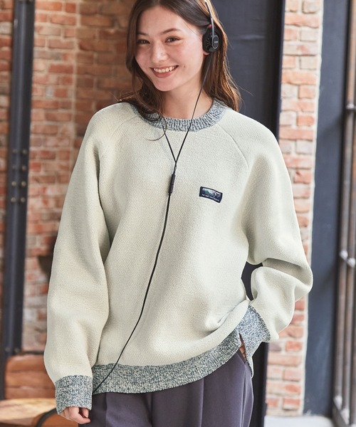 stoneアイボリー ラグランスリーブ ニット ラグランスリーブリブニット【洗濯機洗い可】（ニット/セーター