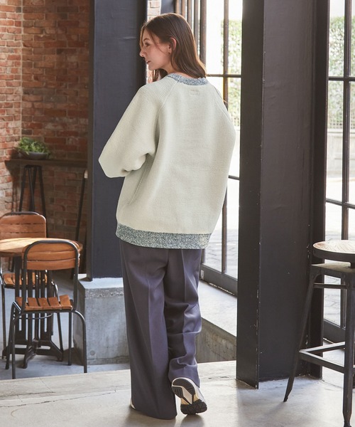 セール】マルチファンクショナル 配色モールヤーン ラグランスリーブ