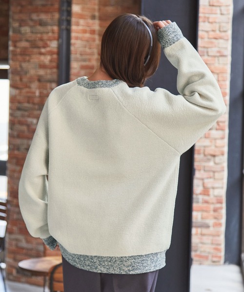THE CRAFT CREW PRODUCTS（ザクラフトクループロダクツ）の「【MULTI FUNCTIONALシリーズ】配色モールヤーン ラグランスリーブ オーバーサイズ クルーネックニット/ アンチピリング・マシンウォッシャブル【THE CRAFT CREW PRODUCTS】（ニット/セーター・メンズ・オフホワイト/グレー/ワイン/グレイッシュベージュ/ブラック/モスグリーン/ダークブラウン/ネイビー/チャコール/オリーブ/プラム/キャメル・S/L/M）」の21枚目の写真