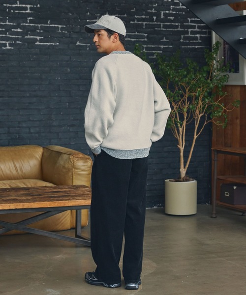 現行 美品✨クラネ アンゴラ混 クルーネック ニット ラグランスリーブ ふわふわ セール】マルチファンクショナル 配色モールヤーン ラグランスリーブ