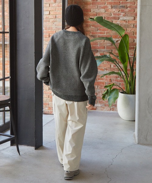 セール】マルチファンクショナル 配色モールヤーン ラグランスリーブ