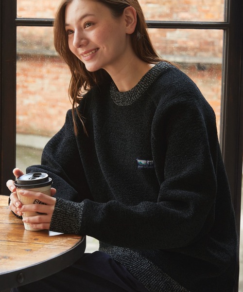 セール】マルチファンクショナル 配色モールヤーン ラグランスリーブ