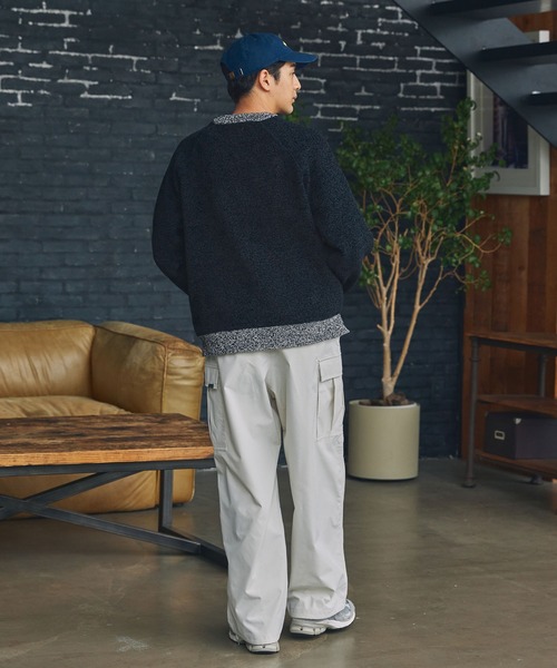 マルチファンクショナル 配色モールヤーン ラグランスリーブ オーバー