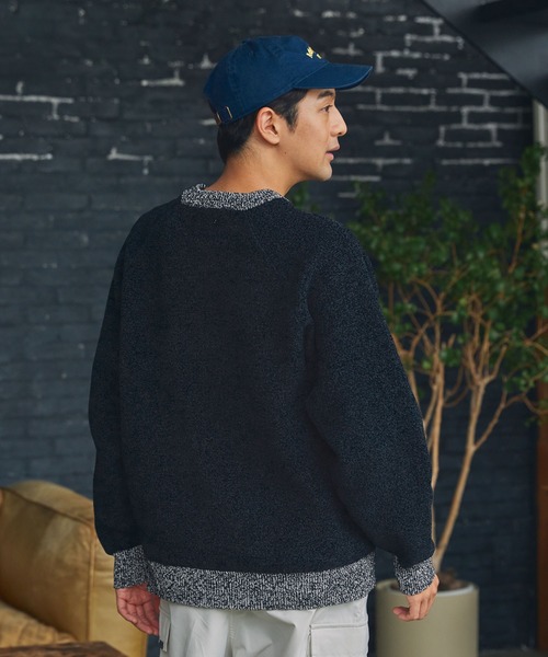 現行 美品✨クラネ アンゴラ混 クルーネック ニット ラグランスリーブ ふわふわ セール】マルチファンクショナル 配色モールヤーン ラグランスリーブ