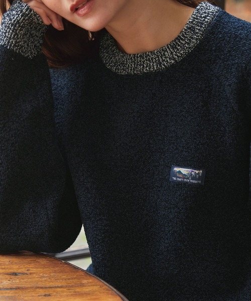 THE CRAFT CREW PRODUCTS（ザクラフトクループロダクツ）の「【MULTI FUNCTIONALシリーズ】配色モールヤーン ラグランスリーブ オーバーサイズ クルーネックニット/ アンチピリング・マシンウォッシャブル【THE CRAFT CREW PRODUCTS】（ニット/セーター・メンズ・オフホワイト/グレー/ワイン/グレイッシュベージュ/ブラック/モスグリーン/ダークブラウン/ネイビー/チャコール/オリーブ/プラム/キャメル・S/L/M）」の14枚目の写真