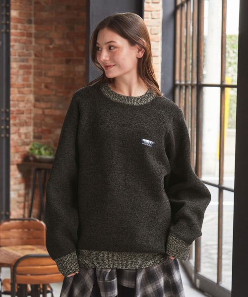 セール】マルチファンクショナル 配色モールヤーン ラグランスリーブ