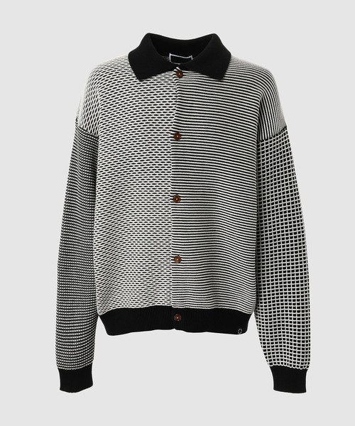【米津玄師着用】Phingerin フィンガリン　グレーニット　サイズS 千鳥格子グレークルーネックニット｜メンズファッション通販