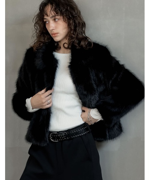 POSTELEGANT 2025AW新作 ファー取り外し可ブルゾン セール】[2025AW COLLECTION]フェイクファーステンカラーブルゾン