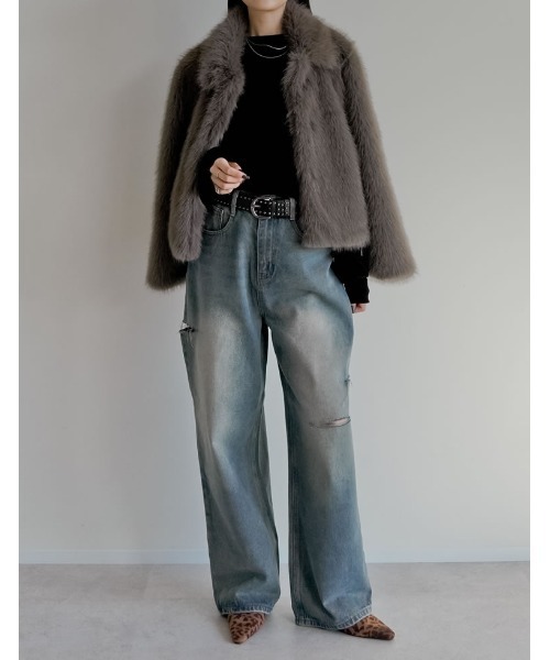 Re:EDIT（リエディ）の「[2025AW COLLECTION]フェイクファーステンカラーブルゾン（ブルゾン・レディース・ブラック/ブラウン系その他/モカ/グレイッシュベージュ・MEDIUM/LARGE）」の22枚目の写真