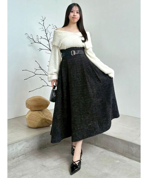 サイドタックベルトフレアスカート（スカート）｜dazzlin（ダズリン