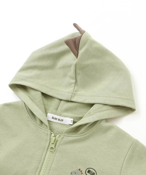 SLAP SLIP(スラップスリップ)の「ツンツン恐竜トサカフード付きフルジップパーカー(80~120cm)(パーカー・キッズ・グリーン/グレー・80cm/100cm/110cm/90cm/120cm)」の8枚目の写真