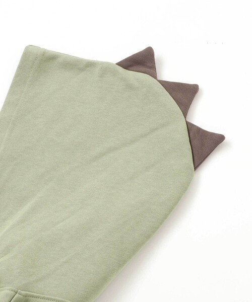 SLAP SLIP(スラップスリップ)の「ツンツン恐竜トサカフード付きフルジップパーカー(80~120cm)(パーカー・キッズ・グリーン/グレー・80cm/100cm/110cm/90cm/120cm)」の9枚目の写真