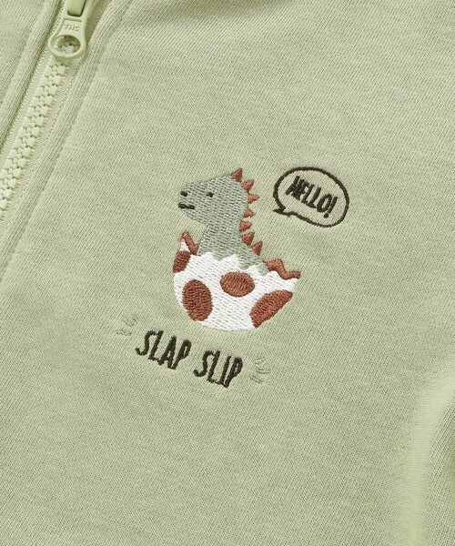 SLAP SLIP(スラップスリップ)の「ツンツン恐竜トサカフード付きフルジップパーカー(80~120cm)(パーカー・キッズ・グリーン/グレー・80cm/100cm/110cm/90cm/120cm)」の10枚目の写真