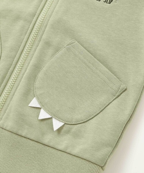 SLAP SLIP(スラップスリップ)の「ツンツン恐竜トサカフード付きフルジップパーカー(80~120cm)(パーカー・キッズ・グリーン/グレー・80cm/100cm/110cm/90cm/120cm)」の12枚目の写真