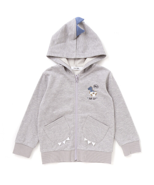 SLAP SLIP(スラップスリップ)の「ツンツン恐竜トサカフード付きフルジップパーカー(80~120cm)(パーカー・キッズ・グリーン/グレー・80cm/100cm/110cm/90cm/120cm)」の17枚目の写真