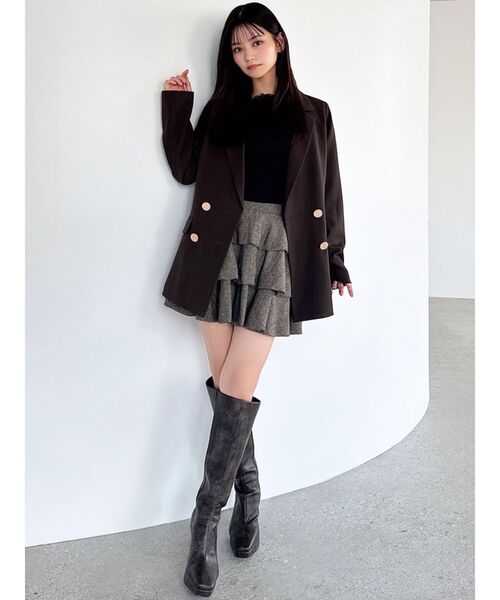 RESEXXY（リゼクシー）の「テーラードミディジャケット（テーラードジャケット・レディース・ネイビー/ブラウン/ピンク・FREE）」の6枚目の写真