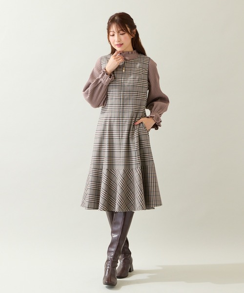 セール】MIXチェックジャンパースカート（ジャンパースカート）｜Rose