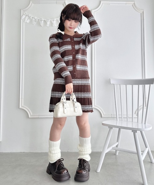 セール】マルチボーダーケーブルニットセットアップ（ワンピース