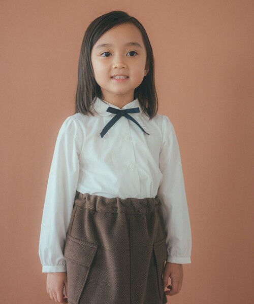 green label relaxing(グリーンレーベルリラクシング)の「マルエリ リボン ブラウス / キッズ 110cm-130cm(シャツ/ブラウス・キッズ・オフホワイト・130cm/120cm/110cm)」の1枚目の写真