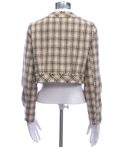 clear（クリア）の「ツイードジャケット(セット可)[大人 フェミニン 上品]（ノーカラージャケット・レディース・ホワイト/ベージュ/ブラック・F）」の5枚目の写真