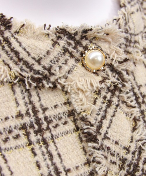 clear（クリア）の「ツイードジャケット(セット可)[大人 フェミニン 上品]（ノーカラージャケット・レディース・ホワイト/ベージュ/ブラック・F）」の17枚目の写真