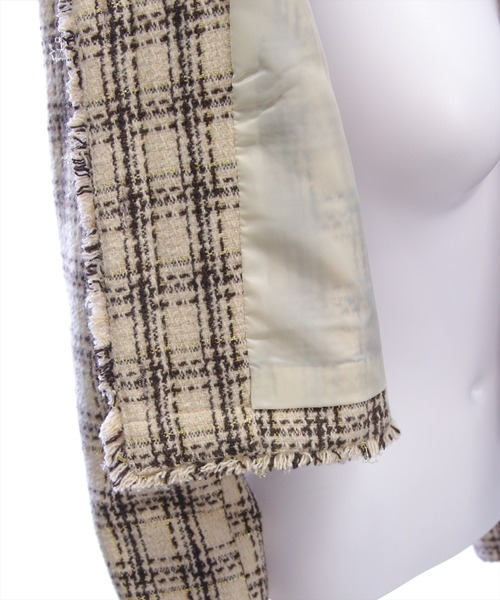 clear（クリア）の「ツイードジャケット(セット可)[大人 フェミニン 上品]（ノーカラージャケット・レディース・ホワイト/ベージュ/ブラック・F）」の4枚目の写真
