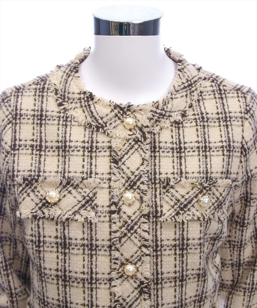 clear（クリア）の「ツイードジャケット(セット可)[大人 フェミニン 上品]（ノーカラージャケット・レディース・ホワイト/ベージュ/ブラック・F）」の21枚目の写真
