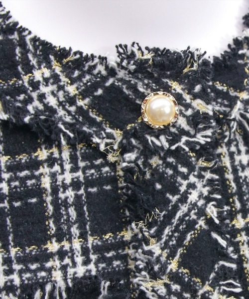 clear（クリア）の「ツイードジャケット(セット可)[大人 フェミニン 上品]（ノーカラージャケット・レディース・ホワイト/ベージュ/ブラック・F）」の16枚目の写真