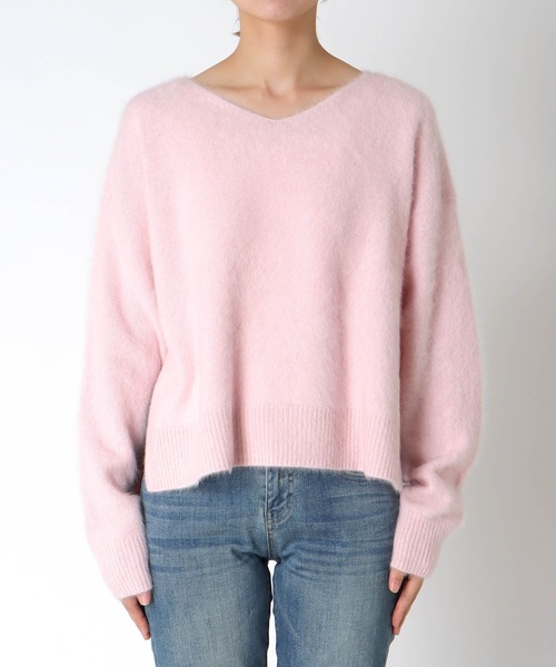 【美品】バンヤードストーム　フォックスカシミヤVネックニット　ピンク 美品】バンヤードストーム フォックスカシミヤVネックニット ピンク