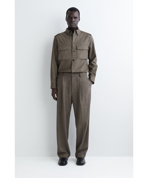 コス ウール パンツ プリーツウールワイドレッグパンツ（スラックス