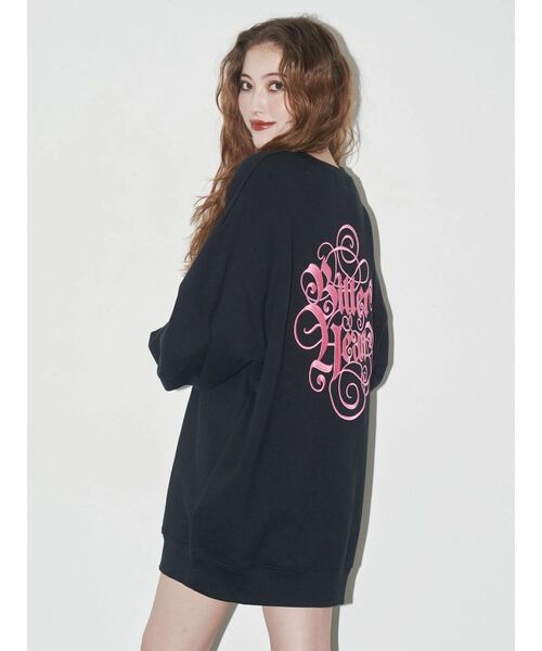 EVRIS(エヴリス)の「【裏起毛】Bitter Heart BIG スウェットトップス(スウェット・レディース・パープル/ブラウン/グレー/ブラック・FREE)」の8枚目の写真