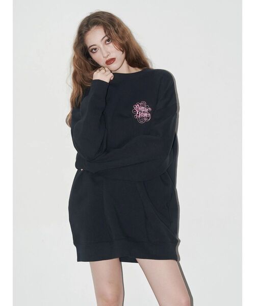 EVRIS(エヴリス)の「【裏起毛】Bitter Heart BIG スウェットトップス(スウェット・レディース・パープル/ブラウン/グレー/ブラック・FREE)」の9枚目の写真