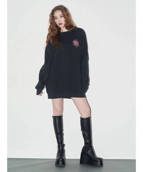 EVRIS(エヴリス)の「【裏起毛】Bitter Heart BIG スウェットトップス(スウェット・レディース・パープル/ブラウン/グレー/ブラック・FREE)」の10枚目の写真